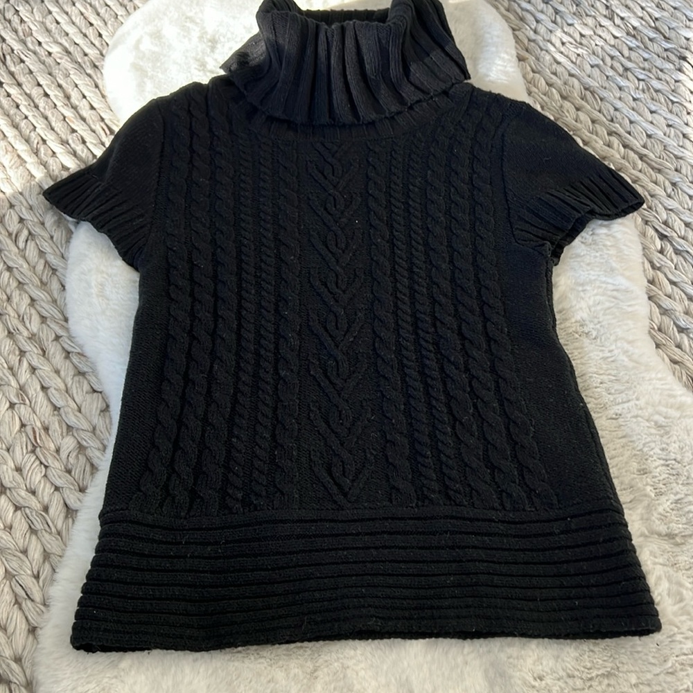 Michael Kors black cow neck short sleeve sweater size xs petite